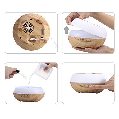 B-right 300ml Ultraschall Duftzerstaeuber, Luftreiniger, Aroma Diffuser, Aromatherapie Diffuser, Öl Diffusor, Luftbefeuchter mit 7 LED Wechselfarben für Yoga, Arbeitszimmer, Kinderzimmer, Schlafzimmer, Büro usw. 2 Jahre Garantie - 3