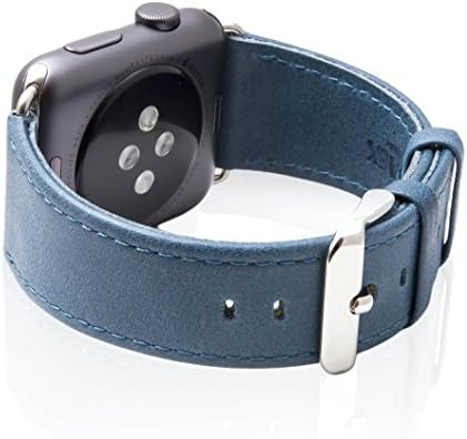 Apple Watch Band, SVAEX 38 mm Genuine Leather Strap Wrist Band Replacement with Metal Buckle - Retro - Marine Blue