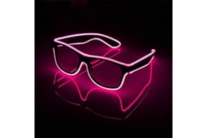 Golden Beads Neon El Wire LED Light Up led glasses Clear LED Standard Control Box Funny Amazing Cool Glasses Eyeglasses Eyewear for Christmas Halloween Wild Party,Dance Ball,Crazy Parties, Raves
