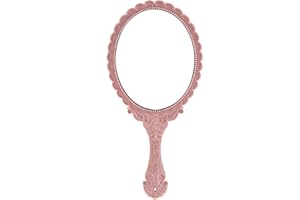 DEZP DEZ 1 PCS handspiegel mit Griff handspiegel mit vergrößerung Hand Mirror Hand Spiegel handspiegel Kinder handspiegel Vintage schmink Spiegel handspiegel Retro（Rosa）