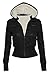 Produktbild MILEEO Damen Herbst PU Lederjacke Winter Kapuzen Kunstleder Damen Jacke Motorradjacke Ladies Oberbekleidung (M, Winter Schwarz)
