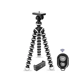 Marklif Gorilla Tripod/Mini Tripod 13 inch with Remote for Mobile Phone with Holder for Mobile, Flexible Gorilla Stand for DSLR & Action Cameras