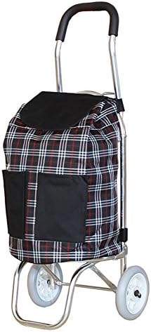 ZGL Trolley Trolley Two Rounds Aluminum Alloy Light Fold Shopping Cart Portable Shopping Cart Go Out Trolley Bag Trolley Luggage Cart Hand Car (Color : Lattice models)