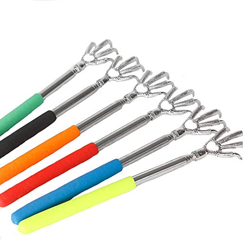 Preisvergleich Produktbild Ogquaton Edelstahl Teleskop Rückenkratzer Ausziehbare Tragbare Handgummi Kratzer für Rückseite (Gelegentliche Farbe)