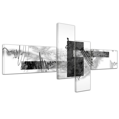 Bilderdepot24 Cuadros en Lienzo - Arte Abstracto Abstracto V Gris - 140x65cm 4 Partes - Listo tensa. Made in Germany!!!