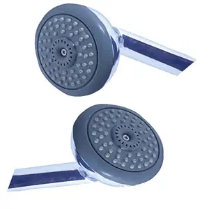 SHRUTI Heavy Duty Overhead shower Hexa Round Single Flow ABS Shower Head with Round Shower Head arm .Rain Shower With Rubbit Cleaning System (Chrome) with Free Wall flange And Teflon tap - (6004 , 1774 ,1375)