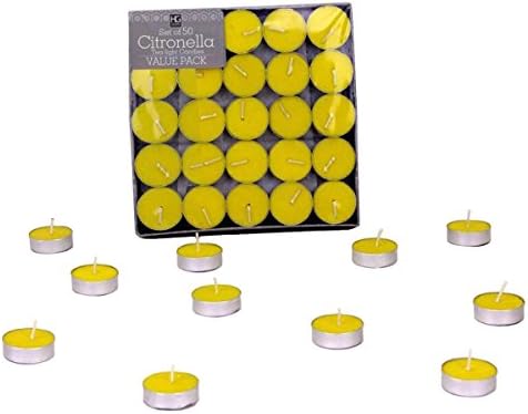 Hosley Set of 50, Highly Scented Citronella, Sage, Lemongrass &amp; Rosemary Mint Blend, TEA LIGHT CANDLES. Use instead of Votives. Perfect Gift for Home, Patio, Gardens, Outdoors, Weddings, Parties