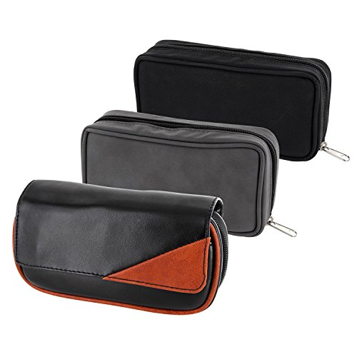 SET – Pfeifentasche für 2 Pfeifen inkl. Pfeifenbesteck und Pfeifenreiniger (Schwarz-braun) - 6
