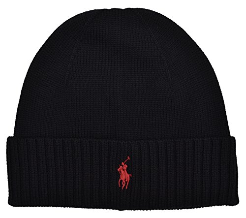 Ralph Lauren Polo Beanie Hat Wool Black One Size