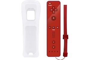WEVESA Wii Remote Controller for Nintendo Wii & Wii U - Wireless Gamepad with Silicone Case & Wrist Strap (Red)