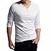 Produktbild Herren Tops Internet V-Ausschnitt Langarm Solid Casual Langarm Knopf Tops Bluse T-Shirt (L, Weiß)