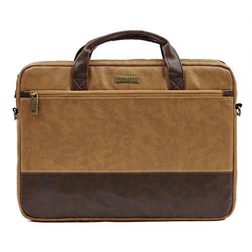Laptoptasche 15.6 | Evecase Premium Doppelfarbige Umhängetasche mit Gepolstert Laptopfach, Fronttasche, Zubehörfach für Laptop in 15,6 Zoll – Fuchs Braun - 2
