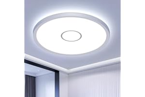 kuwork Plafon Led Techo 6500K, IP44 Lámpara de Techo Retroiluminación para Salon Dormitorio Cocina, 24W 30CM