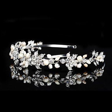 MJW&amp;G Vintage Charming Design Wedding Bride Handmake Headband Cown Pearls Hair Accessior Flower Silver , sliver
