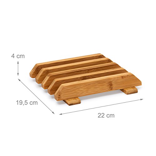 Relaxdays Schneidebrett aus Bambus 4-er Set mit Ständer Küchenbretter in verschiedenen Größen 2-farbiges Holz beidseitig nutzbar und messerschonend als Frühstücksbrettchen und Servierbrett Holz, natur - 4