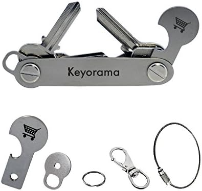 Complete Stainless Steel Key Holder Organizer, Holds up to 16 keys | the Package Includes Key Ring, Car Key Chain, Safety Hook and Trolley Token (Stainless steel)