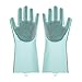 Produktbild BAMOMBY 2PCS Silikon-Handschuhe mit Wash Scrubber, Magic Food-Grade-Silikon-Reinigungsbürste Scrubber, hitzebeständige Wasserdichte Wiederverwendbare Geschirrspülbürste für die Reinigung (Blue)