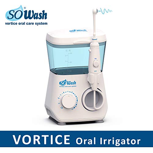SoWash Vortice Idropulsore Dentale Elettrico con 8 testine multifunzione, 600mL, 10 Livelli Regolabili di pressione d'Acqua