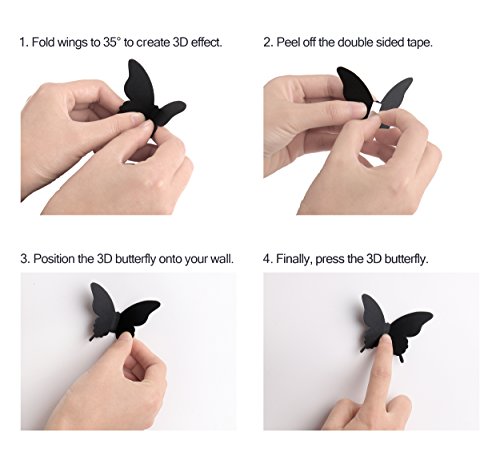 Luxbon 100er Set 3D Schmetterlinge Kinderzimmer Wandtattoo Wanddekoration Wandaufkleber Sticker zum Kleben Weiß - 7
