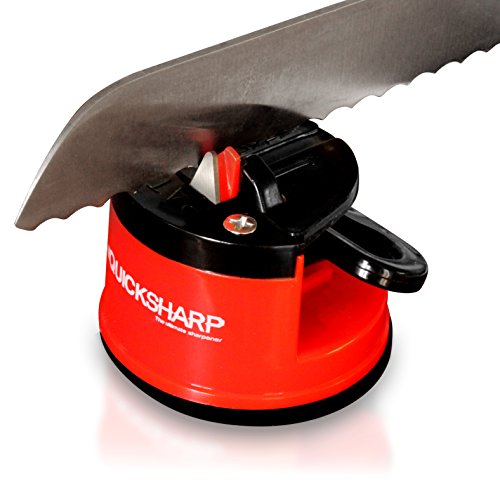 Messerschärfer von QUICKSHARP® Messerschleifer [Knife Sharpener] Professionelle Ergebnisse leicht gemacht mit nur einer Hand (Rot) - 8