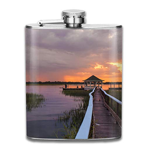 Fish Group Full Printed No Funnel Presock Petacas,Stainless Steel Hip Flask 7 Oz