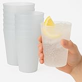 Sanjoma 100 Reusable Cups 480 ml | Reinforced Hard and Transparent Plastic | Strong and Durable Dishwasher Safe | Ideal for B