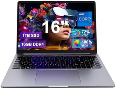 Ninkear N16 Pro - Computer portatile ultra sottile, Core i7 12700H, 16 GB DDR4, SSD da 1 TB, display ultra grande da 16", 2,5 K, WiFi 6 e BT 5.2, connessione Wi-Fi stabile, per lavoro, riunioni e