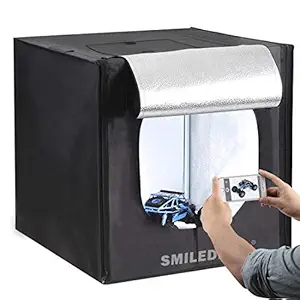 Smiledrive Professional Photo Studio Light Box 60x60x60cm Portable Product Photography Tent Booth Lighting Kit- 2 LED Light & Adapter - Made in India