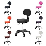 H-ROOT Massage Beauty Therapy Tatoo Gas Stool Height Adjustable with Removable Back Rest (Black)