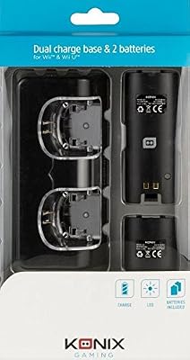 Konix charge base konix pour wii/wii u, noir + 2 batteries
