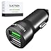 Price comparison product image Alictron Fast USB Car Charger - Dual Port 4.8A 24W Adapter For Apple iPhone Samsung Huawei and all other Phone Models Android iOS Tablets Laptop Sat Nav - Smart Charging Adaptive Tech Built In (Black)