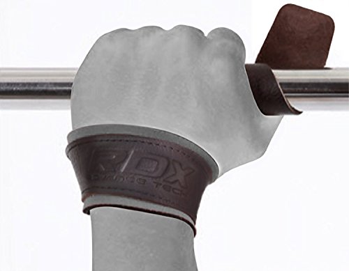 RDX Leder Zughilfen Bodybuilding Handgelenkbandage Krafttraining Fitness Gewichtheben Klimmzughaken Straps - 4