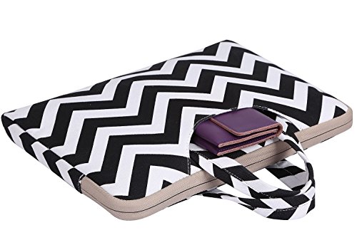 MOSISO Chevron Segeltuchstoff Hülle Sleeve Aktentasche für 15-15,6 Zoll MacBooks, Laptops Farbe: Schwarz - 3