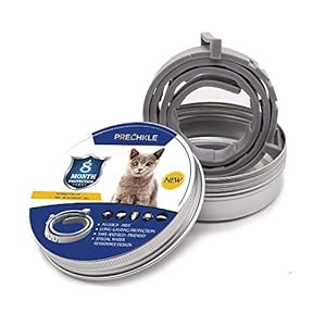 Prechkle Collar Anti Pulgas y Garrapatas para Perros y Gatos, Prevención por 8 Meses de Pulgas y Garrapatas, Fórmula Natural, Ajustable y Resistente al Agua(38 cm)