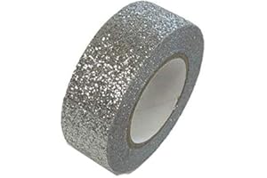 Syntego Nastro adesivo Washi glitterato, 15 mm x 5 m (argento)