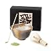 Produktbild Aromas de Té - Tee-Kit Matcha Teezeremonie/Set japanische Matcha Tee/Grüner Tee Matcha Zubehör Pack enthält japanische Keramikschale, Messlöffel und Chasen Chazaku Beater mit Unterstützung