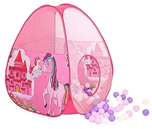 Toys Uncle Made in India Kids pop up Play Tent House / Ball Pool with 50 Balls , Foldable and Portable (Unicorn)