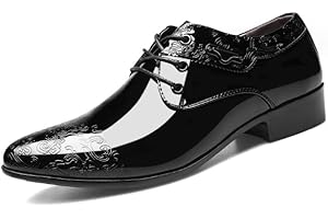 RIMHOLD Men's Dress Shoes Business Oxfords Patent Leather Lace-ups Classic Brogues Wedding Shoe Office Loafers Formal Derbys