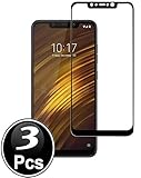 Ferilinso Vetro Temperato Xiaomi Pocophone F1,[3pack] [copertura totale] [colla completamente adesiva] [autoassorbimento] [corretto] Pellicola protettiva per vetro temperato (Nero)
