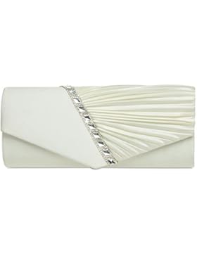 CASPAR TA391 elegante Damen Satin Clutsch Tasche Abendtasche mit Glitzer Strass und Falten
