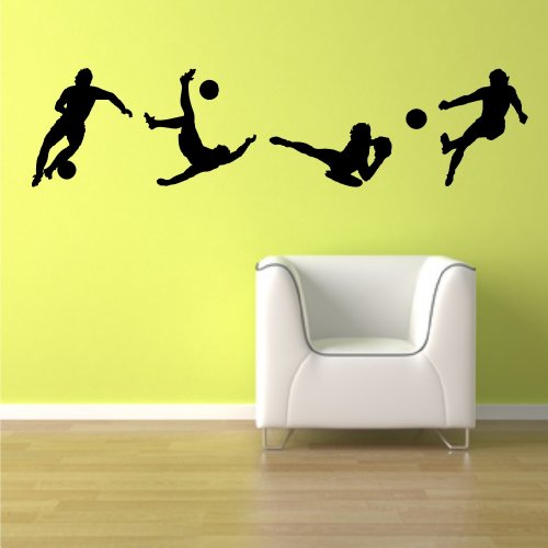 Aufkleber2009 Lot de 4 Silhouettes de Footballeur en 8 Tailles et 27 Couleurs différentes, Description sur Les Gros Autocollants, Noir, 30 cm x 7,2 cm