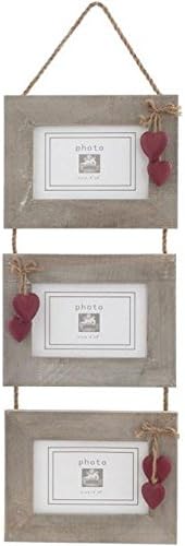 3 Piece Red Heart Driftwood Photo Frame