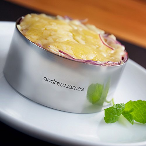 Andrew James – 4-Teiliges Speisering-Set Mit Stampfer – Dessertringe – Vorspeiseringe – Lebensmittelpräsentation – Aus hochwertigem Edelstahl - 2