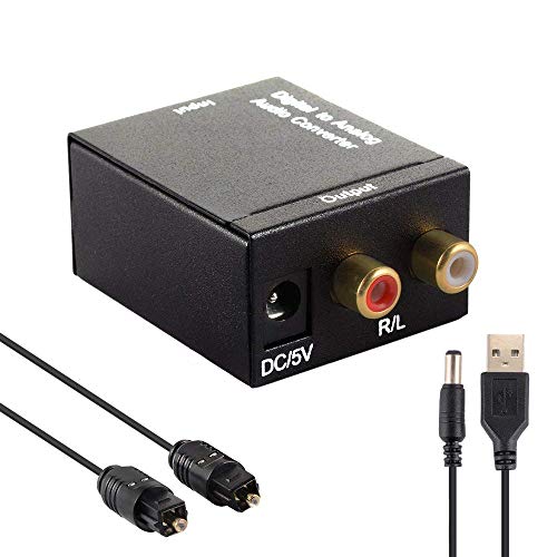 Convertisseur Audio numérique DAC, convertisseur Optique numérique coaxial Toslink vers Audio analogique Adaptateur Audio stéréo L/R RCA pour HDTV DVD Systèmes Home Cinéma Blu-Ray PS3