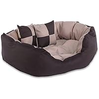 dibea DB00110 Hundebett - Hundekissen, Hundesofa abwischbar mit Wendekissen, 65 x 50 x 20 cm, braun/beige