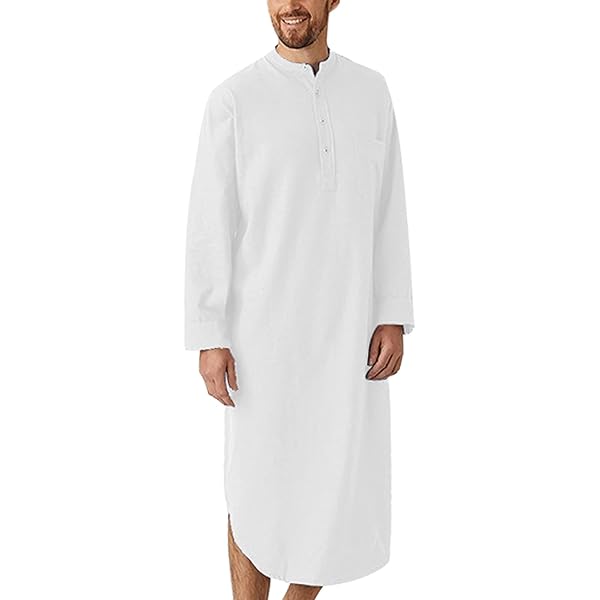 Chemise De Nuit Homme Manches Longues Avec Bonnet - Pyjama Style Victorien Pour Halloween Ou Noël - 8