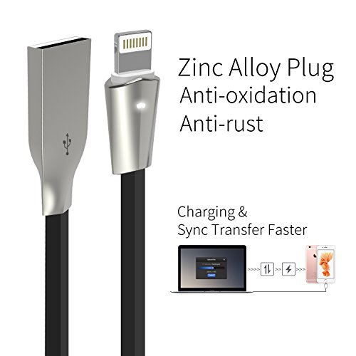 Lightning-Kabel, Aimus 6FT/1.8M PET verwicklungssicheres Kabel aus Zinklegierung 8 poliges Lightning-auf-USB-Kabel mit LED Licht Datensynchronisation & Schnellladekabel für iPhone 6/6 s/6 Plus/6 s Plus, iPhone 5/5 s/5 C/SE, iPad Mini 2 3 4 Air iPod und mehrere andere Geräte - 2