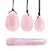 Produktbild QGEM Rosenquarz Yoni Ei Yoni Egg in 3 Größe mit Gua Sha Scraping Massage Schaber, Kegel Übung -Yoni Massage und Massagetool für Akupressur Akupunktur Therapie Edelstein Dekoration set/#1