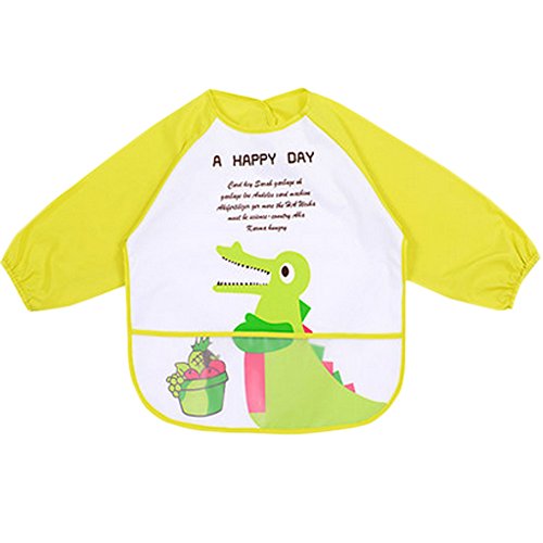 Cute Waterproof Baby Feeding Clothes Long-sleeved Baby Bibs Dinosaur