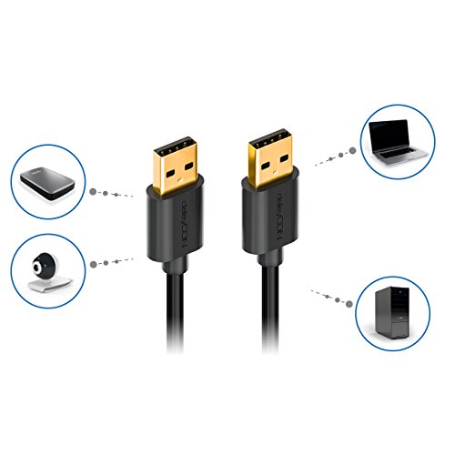deleyCON [1,5m] USB 2.0 High Speed Kabel – PREMIUM USB 2.0 Datenkabel – USB A-Stecker zu USB A-Stecker – Übertragungsraten bis zu 480Mbps – geschirmtes, flexibles PREMIUM USB 2.0 High Speed Kabel – schnelle und sichere Datenübertragung – passgenaue, stabile USB Stecker – abwärtskompatibel zu USB 1.1 – Farbe: Schwarz - 5